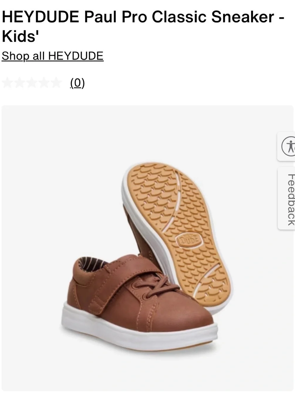 Hey Dude Kids Brown Paul Pro Sneaker with White Sole